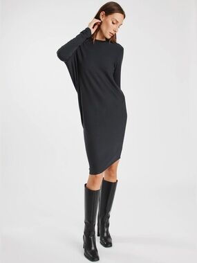 KIT AND ACE • Wave Long Sleeve Dress in Black
